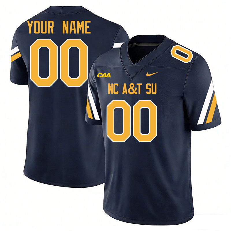 Custom North Carolina A&T Aggies Name And Number Football Jersey-Navy